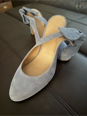 Banana Republic Light Blue Suede Bow Slingback Heels